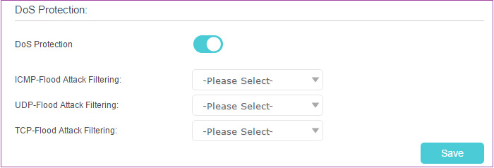 TP-Link Archer VR1600v DoS Protection settings