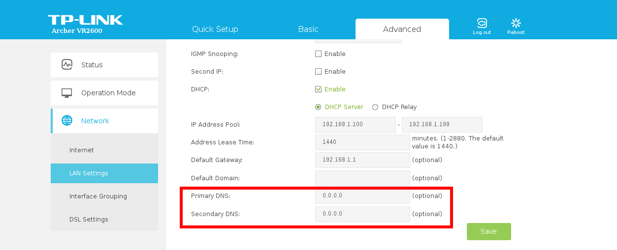 how to update EWAN DNS settings with HFC NBN Archer vr1600 setup - TPG ...