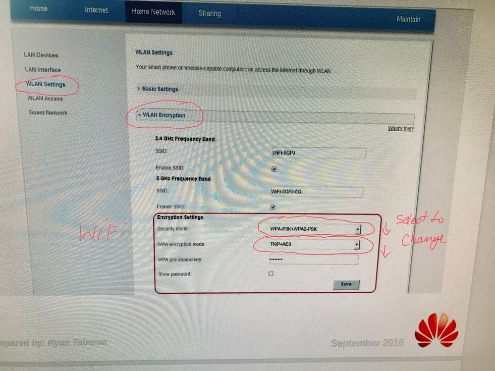 HG659 WiFi Security Settings