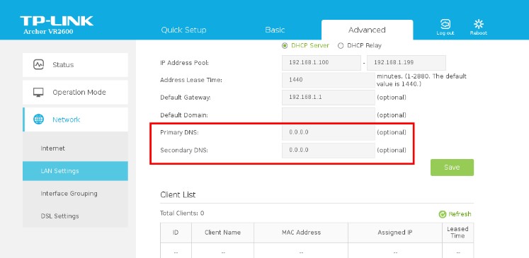 Manually Setting DNS Server on TP Link VR1600v - TPG Community